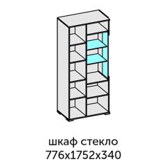 Аллегро-10 Шкаф 2дв. (со стеклом) (дуб крафт золотой-камень темный) в Озерске - ozersk.mebel24.online | фото 2