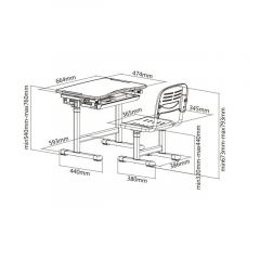 Парта-трансформер + стул PICCOLINO Grey в Озерске - ozersk.mebel24.online | фото 6