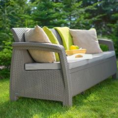 Диван пластиковый Корфу Макс (Corfu love seat max) капучино - песок в Озерске - ozersk.mebel24.online | фото 3