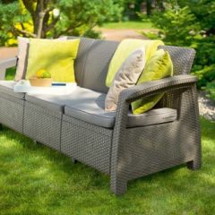Диван пластиковый Корфу Макс (Corfu love seat max) капучино - песок в Озерске - ozersk.mebel24.online | фото 4