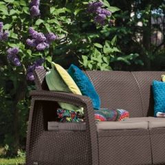 Диван пластиковый Корфу Макс (Corfu love seat max) коричневый в Озерске - ozersk.mebel24.online | фото 2