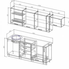 Кухонный гарнитур Антрацит 2550 (Стол. 26мм) в Озерске - ozersk.mebel24.online | фото 2