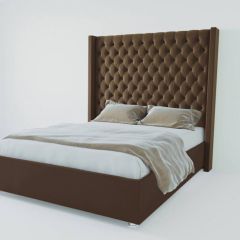 Кровать Версаль ЛЮКС с ПМ 1200 (экокожа коричневая) в Озерске - ozersk.mebel24.online | фото