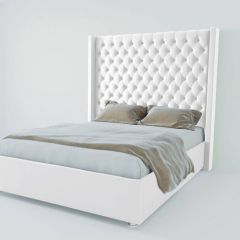 Кровать Версаль ЛЮКС с ПМ 1400 (экокожа белая) в Озерске - ozersk.mebel24.online | фото
