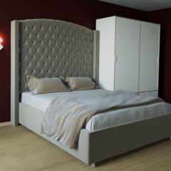 Кровать Версаль ЛЮКС с ПМ 1400 (велюр серый) в Озерске - ozersk.mebel24.online | фото