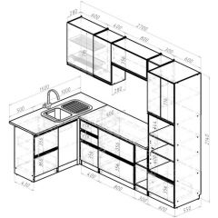 Кухонный гарнитур Ноктюрн мега прайм 1500х2700 мм в Озерске - ozersk.mebel24.online | фото 2