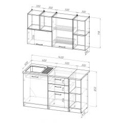 Кухонный гарнитур Ольга медиум 3 1400 мм в Озерске - ozersk.mebel24.online | фото 2