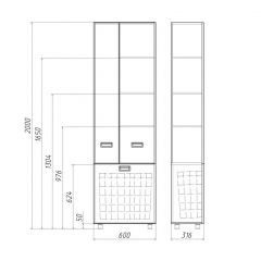 Пенал напольный Cube 60 без ящика с корзиной для белья Домино (DC5014P) в Озерске - ozersk.mebel24.online | фото 3