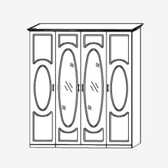 Прованс-2 Шкаф 4-х дверный с 2 зеркалами (Итальянский орех/Груша с платиной черной) в Озерске - ozersk.mebel24.online | фото