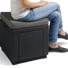 Пуфик Куб с подушкой (Cube with cushion) коричневый - серо-бежевый* в Озерске - ozersk.mebel24.online | фото 2