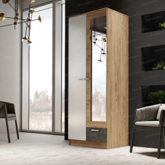 Шкаф Адель 800 с полками (дуб вотан/белый глянец) в Озерске - ozersk.mebel24.online | фото