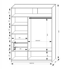 Шкаф-купе 1500 серии NEW CLASSIC K2+K2+B2+PL2(2 ящика+1 штанга+1 полка) профиль «Капучино» в Озерске - ozersk.mebel24.online | фото 3