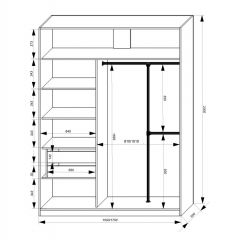 Шкаф-купе 1500 серии NEW CLASSIC K4+K4+B2+PL4 (2 ящика+F обр. штанга) профиль «Капучино» в Озерске - ozersk.mebel24.online | фото 3