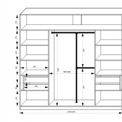 Шкаф-купе 2150 серии NEW CLASSIC K4+K4+K4+B22+PL4(по 2 ящика лев/прав+F обр.штанга) профиль «Капучино» в Озерске - ozersk.mebel24.online | фото 3