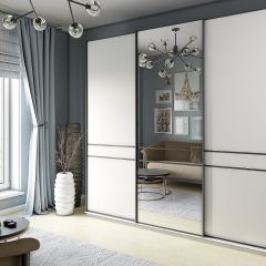 Шкаф-купе 2400 серии SOFT D5+D4+D5+B22+PL3 (по 2 ящика лев/прав+2штанги) профиль «Графит» в Озерске - ozersk.mebel24.online | фото
