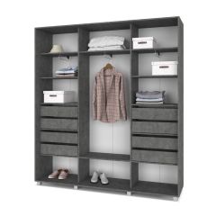 МАРТИН Шкаф-купе с зеркалом Камень темный (2200*450) М422 в Озерске - ozersk.mebel24.online | фото 4