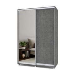 РОЛАНД Шкаф-купе зеркалом Камень темный (600*1500) Р652 в Озерске - ozersk.mebel24.online | фото