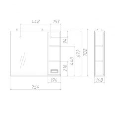 Шкаф-зеркало Cube 75 Эл. Правый Домино (DC5009HZ) в Озерске - ozersk.mebel24.online | фото 3