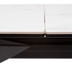 Стол CREMONA 140 HIGH GLOSS STATUARIO Белый мрамор глянцевый, керамика/ черный каркас, ®DISAUR в Озерске - ozersk.mebel24.online | фото 6