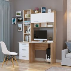 Стол компьютерный ПКС-5 Дуб сонома/Белый глянец в Озерске - ozersk.mebel24.online | фото