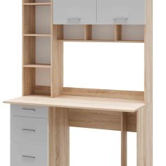 Стол компьютерный ПКС-5 Дуб сонома/Белый глянец в Озерске - ozersk.mebel24.online | фото 2