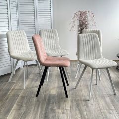 Стул ELVIS WZ2042-18 белая галька фактурный велюр / белый каркас М-City в Озерске - ozersk.mebel24.online | фото 2