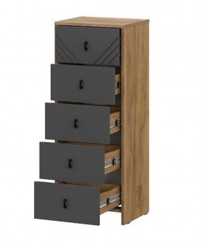 БАЙКАЛ Комод (5 ящиков) Графит/Дуб золотой в Озерске - ozersk.mebel24.online | фото 2