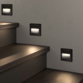 DK3050-BK Светильник встраиваемый в стену, IP 20, LED 3000, 1 Вт, черный пластик в Озерске - ozersk.mebel24.online | фото 3