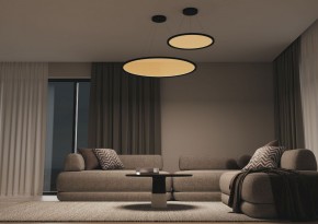 DK6616-BK Подвесной горизонтальный светильник Veil со светодиодом H900 d600 220V 48W 3000-6000K IP20 черный алюминий в Озерске - ozersk.mebel24.online | фото 5