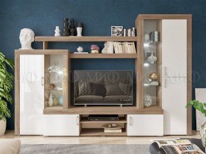 СТАС Гостиная (МДФ) Белый глянец/дуб сонома в Озерске - ozersk.mebel24.online | фото 3