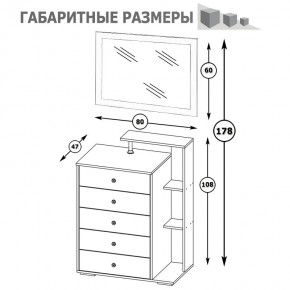 Камелия Комод + Зеркало, цвет белый, ШхГхВ 80х46,8х178 см., НЕ универсальная сборка в Озерске - ozersk.mebel24.online | фото 6