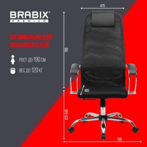 Кресло BRABIX PREMIUM "Ultimate EX-800" хром, плотная двойная сетка Х2, черное, 532911 в Озерске - ozersk.mebel24.online | фото 6