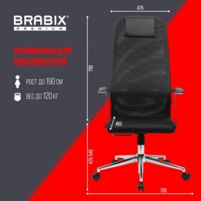 Кресло BRABIX PREMIUM "Ultimate EX-801" хром, плотная двойная сетка Х2, черное, 532917 в Озерске - ozersk.mebel24.online | фото 7