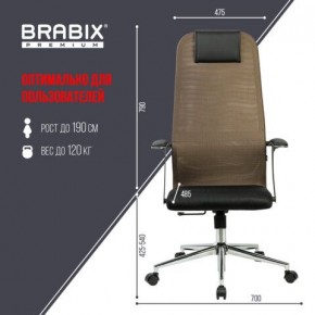 Кресло BRABIX PREMIUM "Ultimate EX-801" хром, плотная двойная сетка Х2, черное/коричневое, 532920 в Озерске - ozersk.mebel24.online | фото 6