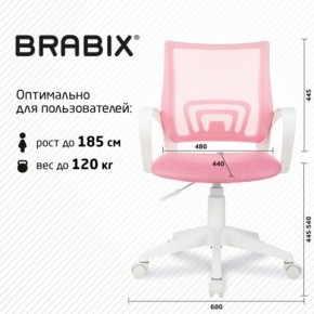 Кресло BRABIX "Fly MG-396W", с подлокотниками, пластик белый, сетка, розовое, 533008 в Озерске - ozersk.mebel24.online | фото 5