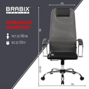 Кресло офисное BRABIX PREMIUM "Ultimate EX-800" хром, плотная двойная сетка Х2, черное/серое, 532912 в Озерске - ozersk.mebel24.online | фото 3