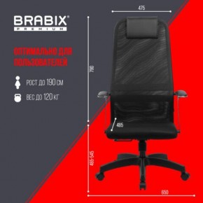 Кресло офисное BRABIX PREMIUM "Ultimate EX-801" пластик, плотная двойная сетка Х2, черное, 532922 в Озерске - ozersk.mebel24.online | фото 5