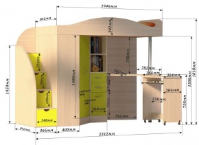 Кровать-чердак Юниор 4 (800*1900) в Озерске - ozersk.mebel24.online | фото 3