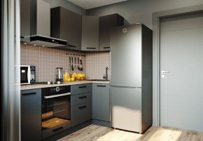 Кухня угловая Антрацит 2200х1000 (Стол. 38мм) в Озерске - ozersk.mebel24.online | фото 1