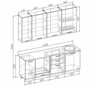 Кухонный гарнитур Антрацит 2200 (Стол. 26мм) в Озерске - ozersk.mebel24.online | фото 3