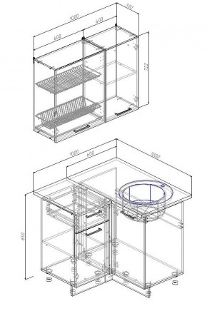 Кухонный гарнитур угловой Муссон 1000х1000 (Стол. 38мм) в Озерске - ozersk.mebel24.online | фото 2