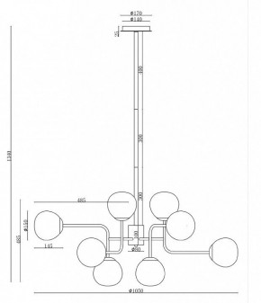 Люстра на штанге Maytoni Erich MOD221-PL-12-G в Озерске - ozersk.mebel24.online | фото 3