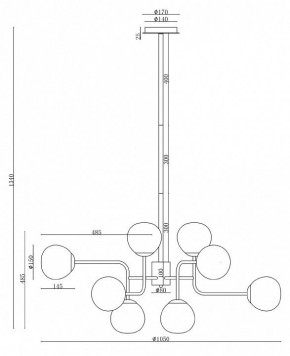 Люстра на штанге Maytoni Erich MOD221-PL-12-N в Озерске - ozersk.mebel24.online | фото 3