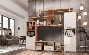 МИНИ-2 Гостиная (МДФ) Белый глянец/Дуб Крафт в Озерске - ozersk.mebel24.online | фото
