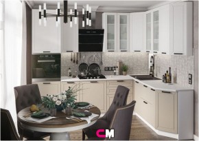 Модульная кухня Альфа холст белый/холст брюле в Озерске - ozersk.mebel24.online | фото 1