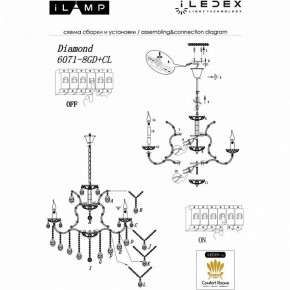 Подвесная люстра iLamp Diamond 6071-8 GD+CL в Озерске - ozersk.mebel24.online | фото 2