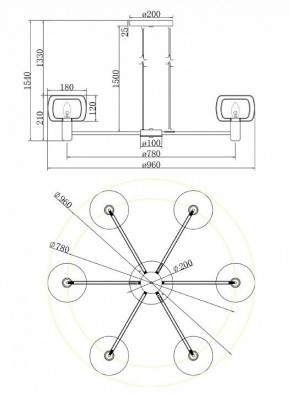 Подвесная люстра Maytoni Vision MOD411PL-06G в Озерске - ozersk.mebel24.online | фото 6