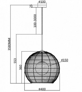 Подвесной светильник Maytoni CANE MOD204PL-01B в Озерске - ozersk.mebel24.online | фото 3