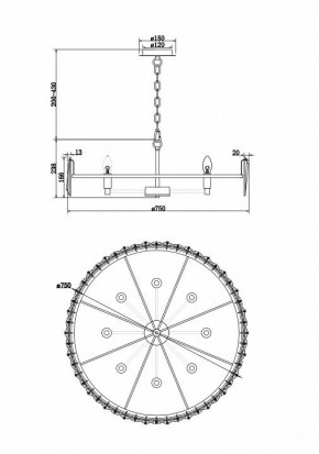 Подвесной светильник Maytoni Puntes MOD043PL-08CH в Озерске - ozersk.mebel24.online | фото 4