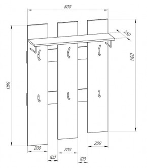 Прихожая-вешалка большая 800 в Озерске - ozersk.mebel24.online | фото 2